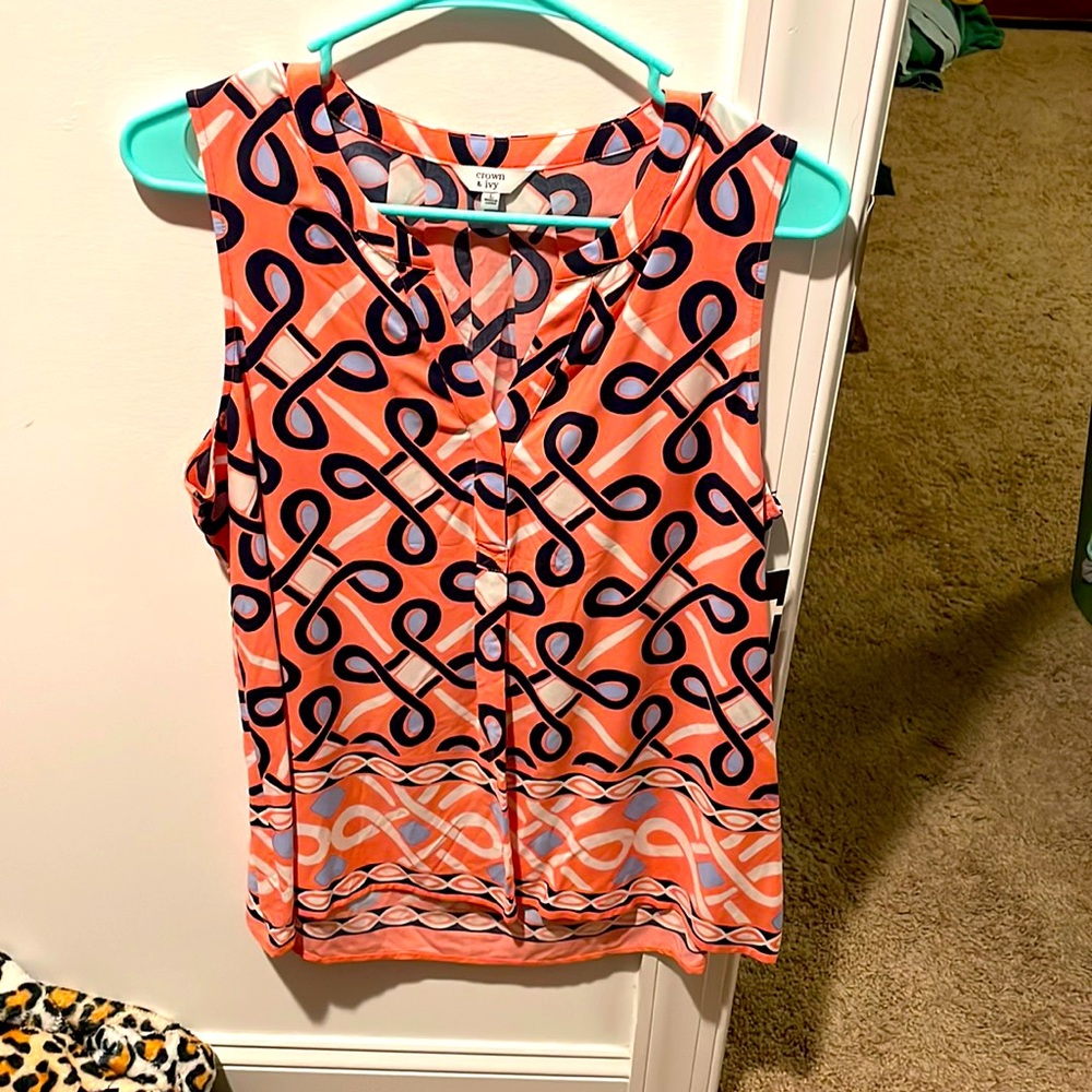 Crown & Ivy Coral “Picnic Party 2” Blouse